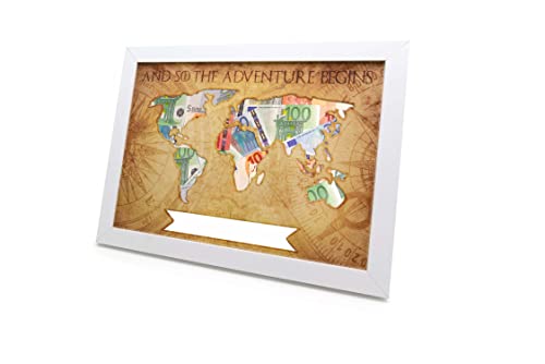 Geldgeschenk Verpackung Hochzeit Geburtstag Reisen Urlaub Geschenk Weltkarte Vintage individuelles Geschenk Kraftpapier besonders verschenken - Geschenkapp