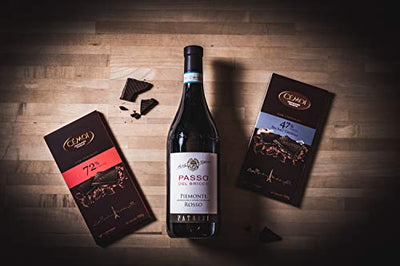 Geschenkset „Rosso Passo“ mit Wein und Schokolade in einem schönen Geschenkkarton | Italienischer Rotwein Rosso Passo & Französische Schokoladen in Präsentverpackung - Geschenkapp