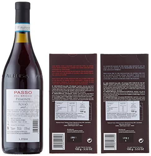 Geschenkset „Rosso Passo“ mit Wein und Schokolade in einem schönen Geschenkkarton | Italienischer Rotwein Rosso Passo & Französische Schokoladen in Präsentverpackung - Geschenkapp