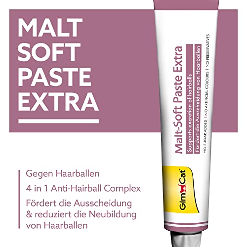 GimCat Malt-Soft Paste Extra - Anti-Hairball Katzensnack fördert Ausscheidung von Haarballen - 1 Tube (1 x 200 g) - Geschenkapp