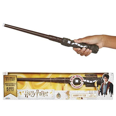 Harry Potter 73195 Harry Potters magischer Zauberstab mit Funktion, 38 cm, Braun, Hand/A - Geschenkapp