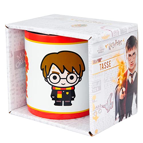 Harry Potter Tasse - 3 Freunde Gryffindor Kaffeetasse Becher Kaffeebecher aus Keramik Weiß Rot 320 ml - Geschenkapp