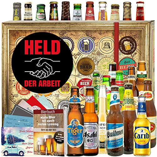Held der Arbeit - 24x Biere der Welt - Held der Arbeit Geschenke - Bier Adventskalender Männer - Geschenkapp
