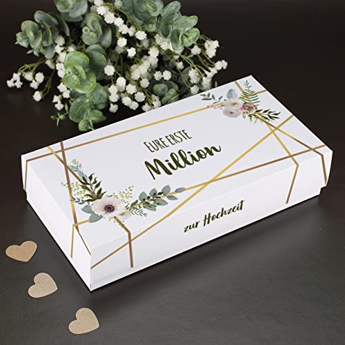 Herz & Heim® Geschenkverpackung Geldgeschenk mit Personalisierung - Erste Million Hochzeit - Geschenkapp