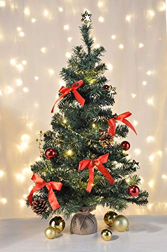 HI Künstlicher Weihnachtsbaum 75 cm Tannenbaum Christbaum Dekobaum beleuchtet und dekoriert - Geschenkapp