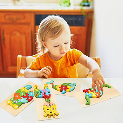 Holzpuzzle für Kleinkinder von 1-3 Jahren, Montessori-Spielzeug für Kinder ab 2 Jahren, lernendes pädagogisches Holzpuzzle-Spielzeug, Geschenk für 1 2 3 jährige Jungen und Mädchen - 4er-Pack - Geschenkapp