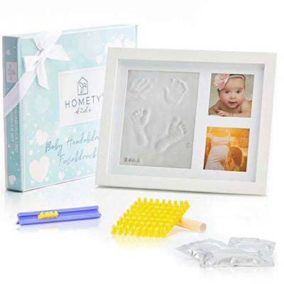 Homety Gipsabdruck Baby Hand und Fuß mit Buchstaben Set und Bilderrahmen - Baby Handabdruck und Fußabdruck Baby - Schadstoff geprüft - Geschenk zur Geburt - Geschenkapp