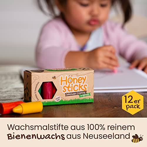Honeysticks Pure Bienenwachs Buntstifte für Kleinkinder 100% natürliche ungiftige Inhaltsstoffe, Lebensmittelpigmente, sicher für Kinder und Kleinkinder - Geschenkapp