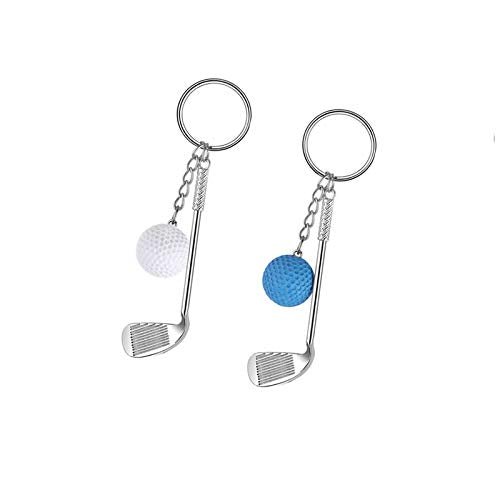 IKAAR 2 Stück Schlüsselanhänger Golfball Anhänger aus Metall Geschenk für Golfer (Blau + Weiß) - Geschenkapp