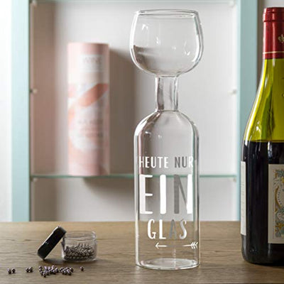 ILP GMBH I LOVE PRODUCTS Wine Lovers Weinflasche Glas Heute nur EIN Glas - Weinglas Flasche XXL mit Spruch - Weinglas lustig als perfekte Geschenkidee - inkl. Reinigungsperlen - Geschenkapp