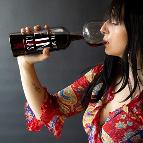 ILP GMBH I LOVE PRODUCTS Wine Lovers Weinflasche Glas Heute nur EIN Glas - Weinglas Flasche XXL mit Spruch - Weinglas lustig als perfekte Geschenkidee - inkl. Reinigungsperlen - Geschenkapp