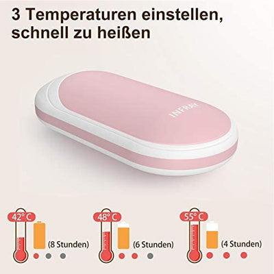 infray Handwärmer, Powerbank 5200mAh wiederaufladbare Handwärmer tragbare Taschenwärmer elektrische Handwärmer USB Ladegerät Geschenk für Frauen Kinder Mann pink - Geschenkapp
