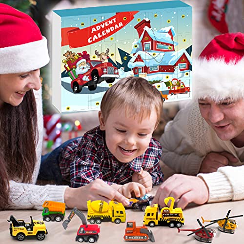 iZoeL Adventskalender Junge Fahrzeuge 24 Überraschung Baufahrzeug Flugzeuge 2021 Weihnachtskalender Geschenk für Kinder ab 3-12 Jahre - Geschenkapp