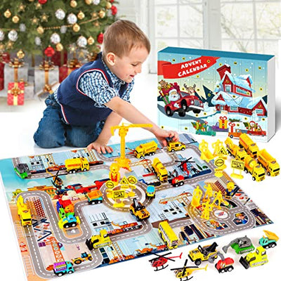 iZoeL Adventskalender Junge Fahrzeuge 24 Überraschung Baufahrzeug Flugzeuge 2021 Weihnachtskalender Geschenk für Kinder ab 3-12 Jahre - Geschenkapp