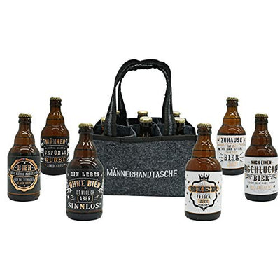 Jack's Männerhandtasche/gefüllt mit 6 Bierflaschen/witzige Sprüche/Herrengeschenk/Partygeschenk/Sixpack/für echte Männer - Geschenkapp