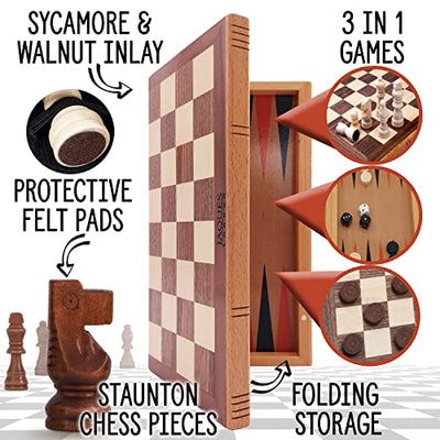 Jaques of London Schachspiel mit Backgammon | Schachbrett | Backgammon Holz Schachspiel Holz | Schach | Seit 1795 - Geschenkapp