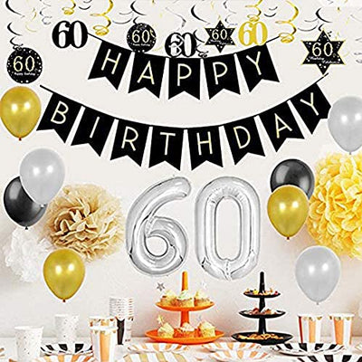 JeVenis 60. Geburtstagsfeier Dekorationen Prost auf 60 Jahre Banner 60. Geburtstag Banner 60 Birthday Party Supplies - Geschenkapp