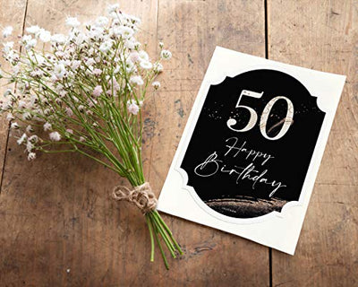 Joli Coon 50. Geburtstag Flaschenetikett - Perlmuttlack veredelt - 8,5x12cm - Happy Birthday 50 - Geschenkapp