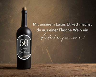 Joli Coon 50. Geburtstag Flaschenetikett - Perlmuttlack veredelt - 8,5x12cm - Happy Birthday 50 - Geschenkapp