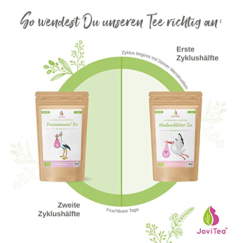 JoviTea® Frauenmanteltee BIO, geeignet vor der Schwangerschaft, wird meist in der 2. Zyklushälfte getrunken, geerntet in Deutschland, 100% natürlich und ohne Zusatz von Zucker - 80g - Geschenkapp