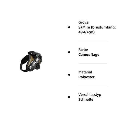Julius K9 Hundegeschirr, Brustgeschirr reflektierend Hunde Geschirr mit personalisiertes Geschenk, benutzerdefinierter Klettsticker (S/Mini, Camouflage) - Geschenkapp