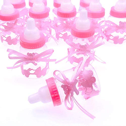 JZK® 24 x Rosa Baby Candy Mädchen Box Flasche Baby Shower Geschenk Box Party Taufe Geschenkpaket (Rosa) - Geschenkapp