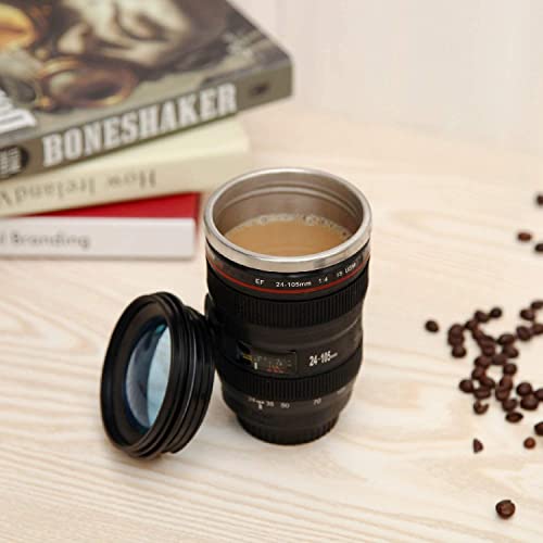 Kameraobjektiv Tasse Kaffeetassen Edelstahleinsatz - 350ml - Geschenkapp