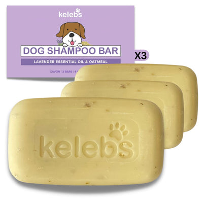 KELEBS Hundeshampoo Sensitiv | Fellpflege Hund | hundeshampoo welpen | Beruhigende natürliche Hunde Shampoo Seifenstücke | mit Lavendel Öl & Haferflocken | Vegan | 3er Pack - Geschenkapp