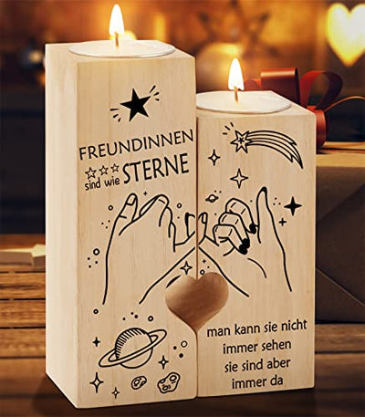 Kerzenständer Geschenke für Beste Freundin, KAAYEE Herzförmiger Kerzenhalter Geschenke für Freundin, Geburtstagsgeschenk für Freundinnen, Freundschaft Geschenke für Frauen (Freundin-1) - Geschenkapp