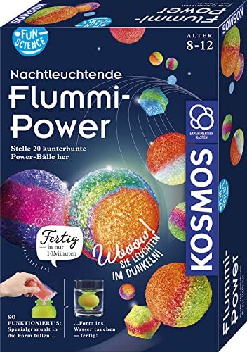 Kosmos 654108 Fun Science - Nachtleuchtende Flummi-Power, Stelle 20 kunterbunte Power-Bälle her, Experimentierset für Einsteiger: Experimentierkasten, ‎29 x 19.5 x 6.4 cm - Geschenkapp