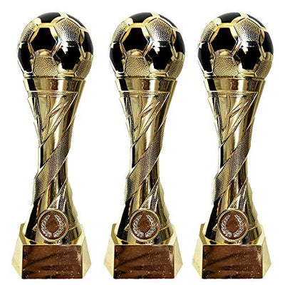 Larius Group Fußball Pokal mit Wunschgravur Extra Groß (250mm, 460gr.) - Trophäe Ehrenpreis Goldener Schuh Ball - Torschützenkönig (ohne Wunschtext) - Geschenkapp