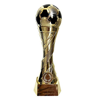 Larius Group Fußball Pokal mit Wunschgravur Extra Groß (250mm, 460gr.) - Trophäe Ehrenpreis Goldener Schuh Ball - Torschützenkönig (ohne Wunschtext) - Geschenkapp