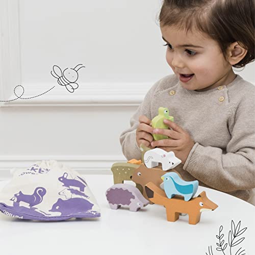 Le Toy Van – Pädagogisches Petilou Stapel- und Balancespiel „Waldtiere“ aus Holz mit Beutel | Tolles Geschenk | Geeignet für Kinder ab 18 Monaten - Geschenkapp