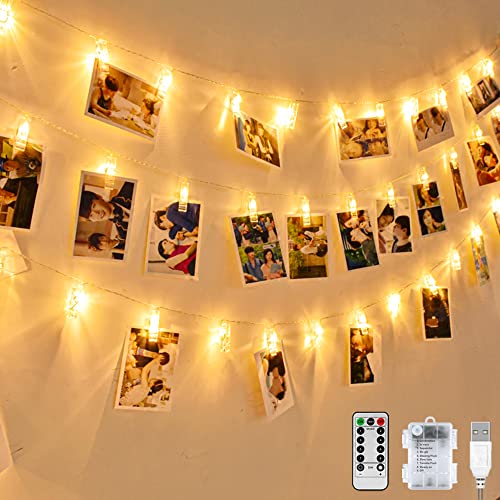 LED Foto Lichterkette, mehrweg 2.2 Meter/Lichterketten-8 Modi 20 Foto-Clips, USB/Batteriebetrieben Stimmungsbeleuchtung,Dekoration für Wohnzimmer,Weihnachten,Hochzeiten,Party - Geschenkapp