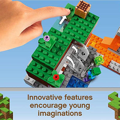 LEGO 21166 Minecraft Die verlassene Mine Bauset, Zombiehöhle mit Figuren: Schleim, Steve und Spinne - Geschenkapp