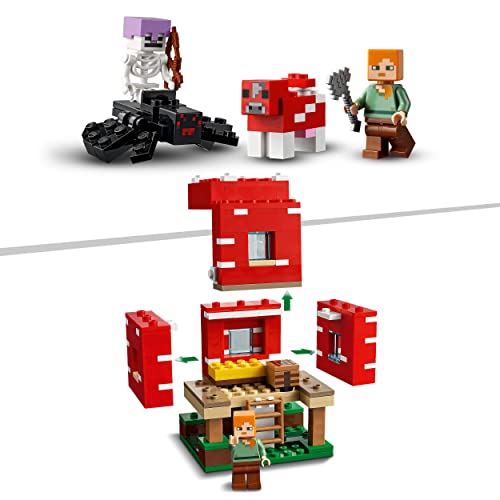 LEGO 21179 Minecraft Das Pilzhaus, Spielzeug ab 8 Jahren, Geschenk für Kinder mit Figuren von Alex, Mooshroom & Spinnenreiter, Kinderspielzeug - Geschenkapp