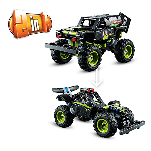 LEGO 42118 Technic Monster Jam Grave Digger Truck - Gelände-Buggy 2-in-1 Set, Spielzeugauto mit Rückziehmotor für Jungen und Mädchen ab 7 Jahren - Geschenkapp