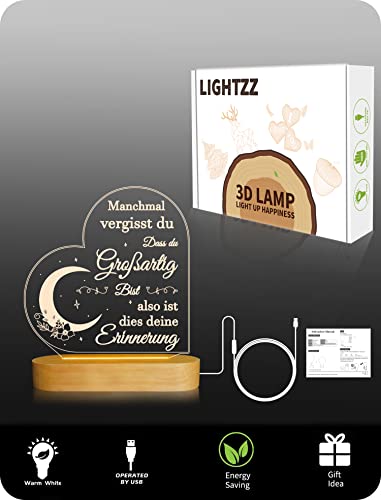 Lightzz Geburtstag Geschenke für Frauen, Freundschaft Inspiration Geschenke für beste Freunde Mädchen Schwester Kollegen, 3D Illusion Lampe LED Nachtlicht - Geschenkapp