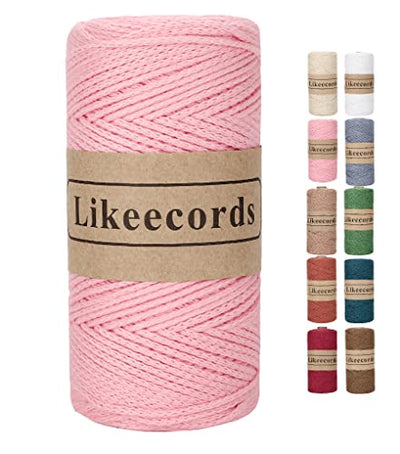 Likeecords garn für taschen häkeln 2mm x 170m,makramee garn,baumwollgarn zum häkeln,100% Baumwolle Schlauchgarn Bobbiny for Knitting,Crochet, Weaving Gift（Rosa） - Geschenkapp