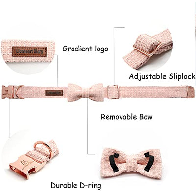 Lionheart glory Hundeschleifenhalsband Rosa Hundehalsbänder für Hündinnen Verstellbare weiche Hundehalsbänder mit Fliege, Haustierhalsbänder Fliege für kleine Hunde Geschenk - Geschenkapp