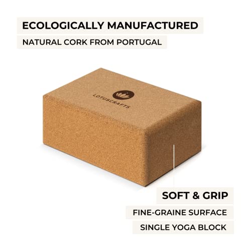 Lotuscrafts Yogablock Kork Supra Grip - ökologisch hergestellt - Yogaklotz aus Naturkork - Korkblock für Yoga und Pilates - Yoga Block für Anfänger und Fortgeschrittene - Geschenkapp