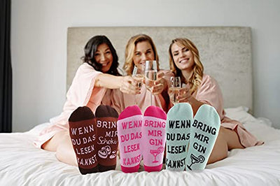 Lucadeau Geschenk für Frauen Geburtstag, Socken mit Anti-Rutsch Gin Spruch, wenn du das lesen kannst bring mir Gin, Ostern Muttertag (37-43, Rosa) - Geschenkapp