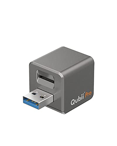MAKTAR Qubii Pro USB-A Flash-Laufwerk, Automatische Backup während des Ladevorgangs, MFi Zertifiziert Foto-Stick Kompatibel mit iPhone/iPad (ohne MicroSD Karte, Space Grau) - Geschenkapp