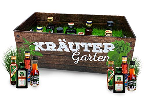 Männer-Kräutergarten | witziges Geschenk mit Alkohol | 8x Kräuter-Likör für Männer und Frauen | Jägermeister, Kümmerling u.v.m. - Geschenkapp