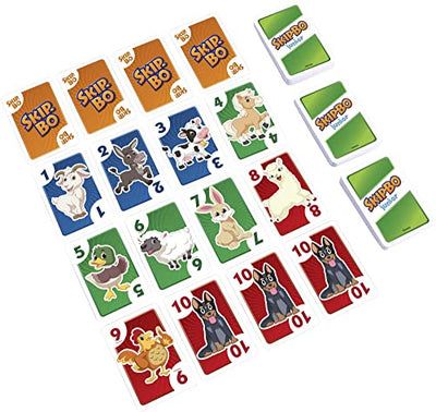 Mattel Games HHB37 - Skip Bo Junior Kartenspiel mit 2 Spielniveaus, 112 Karten, unterhaltsames Reihenfolgespiel für 2 bis 4 Spieler ab 5 Jahren - Geschenkapp