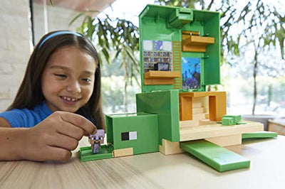 Mattel Minecraft HDW14 - wandelbares Schildkröten-Versteck, authentisch verpixeltes Videospiel-Rollenspiel, elektronisch, Action-Spielzeug, Geschenk für Kinder ab 6 Jahren - Geschenkapp
