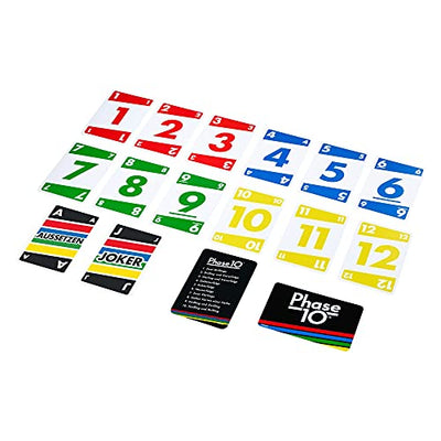 MATTEL Phase 10 - Spannendes Kartenspiel in der deutschen Version, von den UNO-Machern, 10 verschiedene Phasen, Rommé-ähnlich, für 2-6 Spieler, FPW38 - Geschenkapp