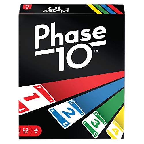 MATTEL Phase 10 - Spannendes Kartenspiel in der deutschen Version, von den UNO-Machern, 10 verschiedene Phasen, Rommé-ähnlich, für 2-6 Spieler, FPW38 - Geschenkapp