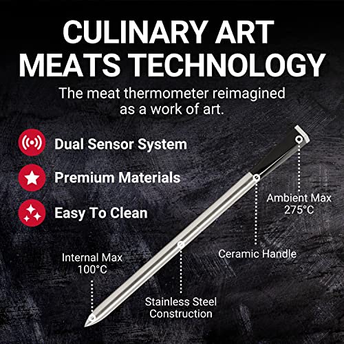 MEATER Plus | Das weltweit erfolgreichste smarte Fleischthermometer mit 50m Reichweite | Für Ofen, Grill, Pfanne, Heißluftfritteuse und Sous-Vide | Perfekter Fleischgenuss via App - Geschenkapp
