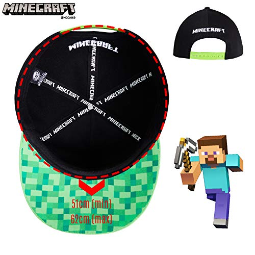 Minecraft Hut Für Kinder Cap Jungen | Mit Logo, Schwarz Und Pixelig Grün Grid | Zubehör, Das Den Besten Mutze Jungen Bietet | Ab 3 Jahren (Mehrfarbig) (Mehrfarbig) - Geschenkapp